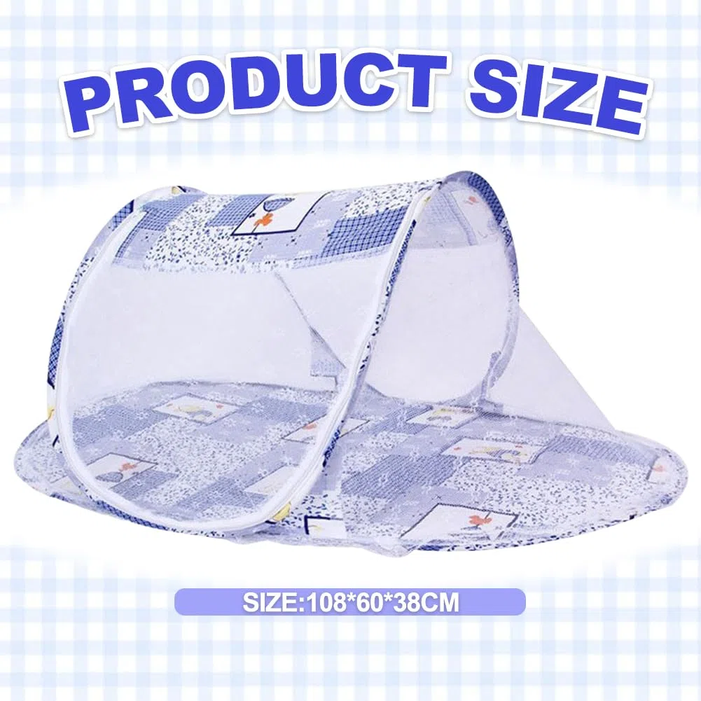 Zanzariere per Culla, Zanzariera Lettino Bebè Pieghevole Tenda Anti Zanzare per Culla da Viaggio Portatile Zanzariera Pieghevole Tenda da Viaggio per Famiglia Viaggi All'Aperto( 108 x 60 x 38cm)(Blu)
