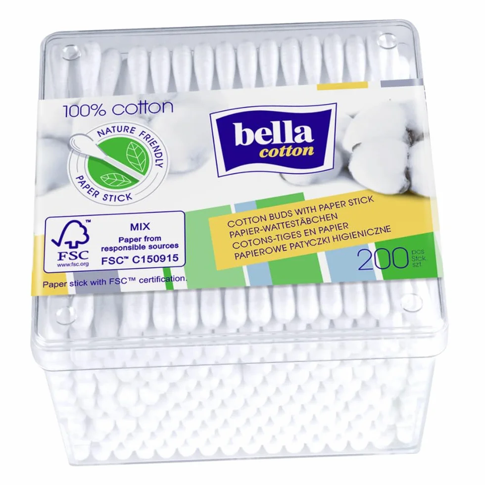 Bella Cotton - Bastoncini di ovatta, 200 pz