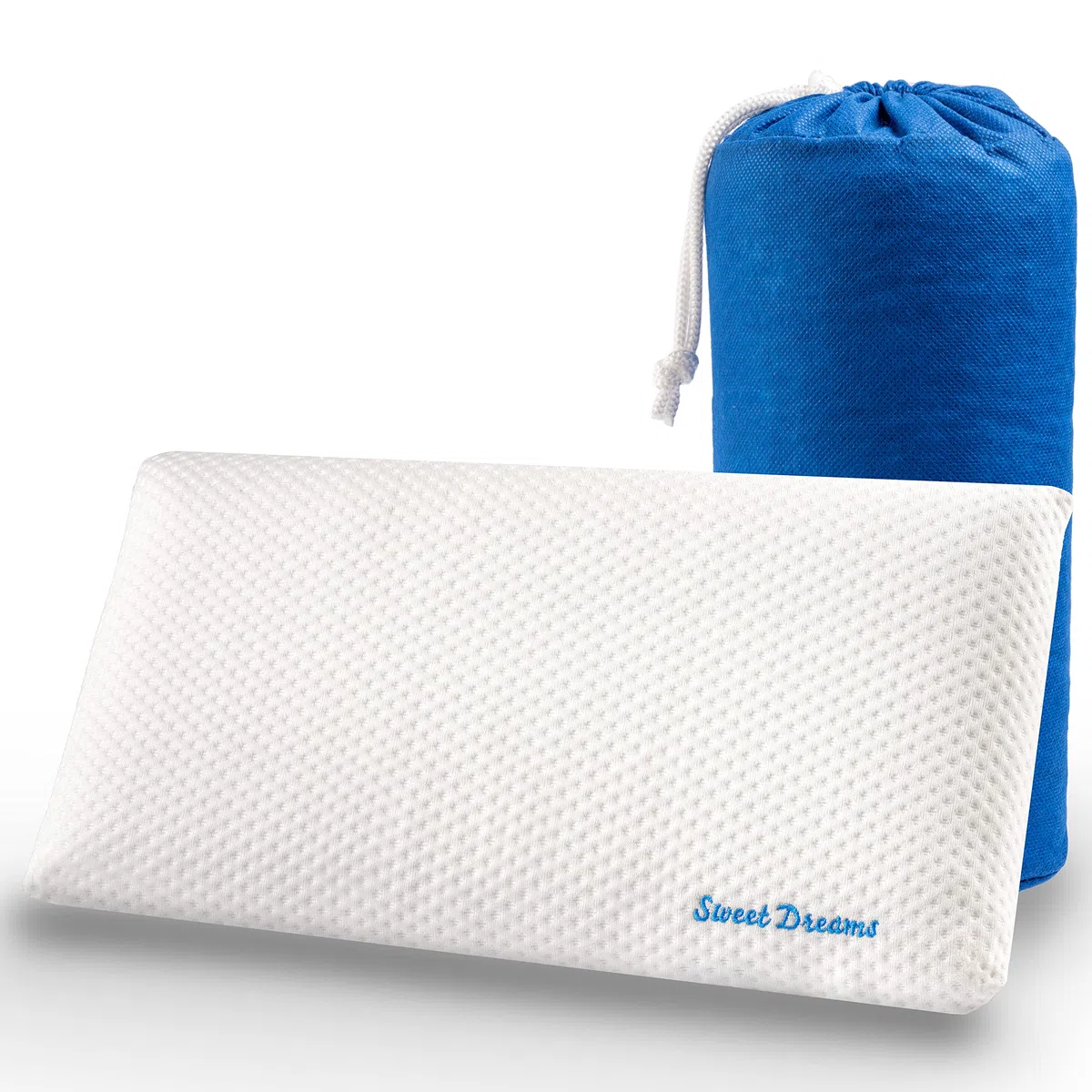 Cuscino per Bambini in Memory Foam per Letto e Culla con Doppia Federa Ergonomica Traspirante e Ipoallergenica per Neonati e Bambini da 2 a 8 anni con Fodera Stretch e Borsa da Viaggio