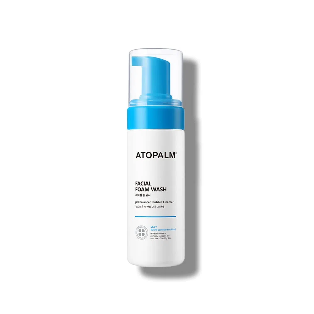 ATOPALM Facial Foam Wash 150ml, Detergente viso delicato per bambini, No strappo, No solfato, No parabeni, pH bilanciato, ipoallergenico per pelli sensibili, grado EWG verde