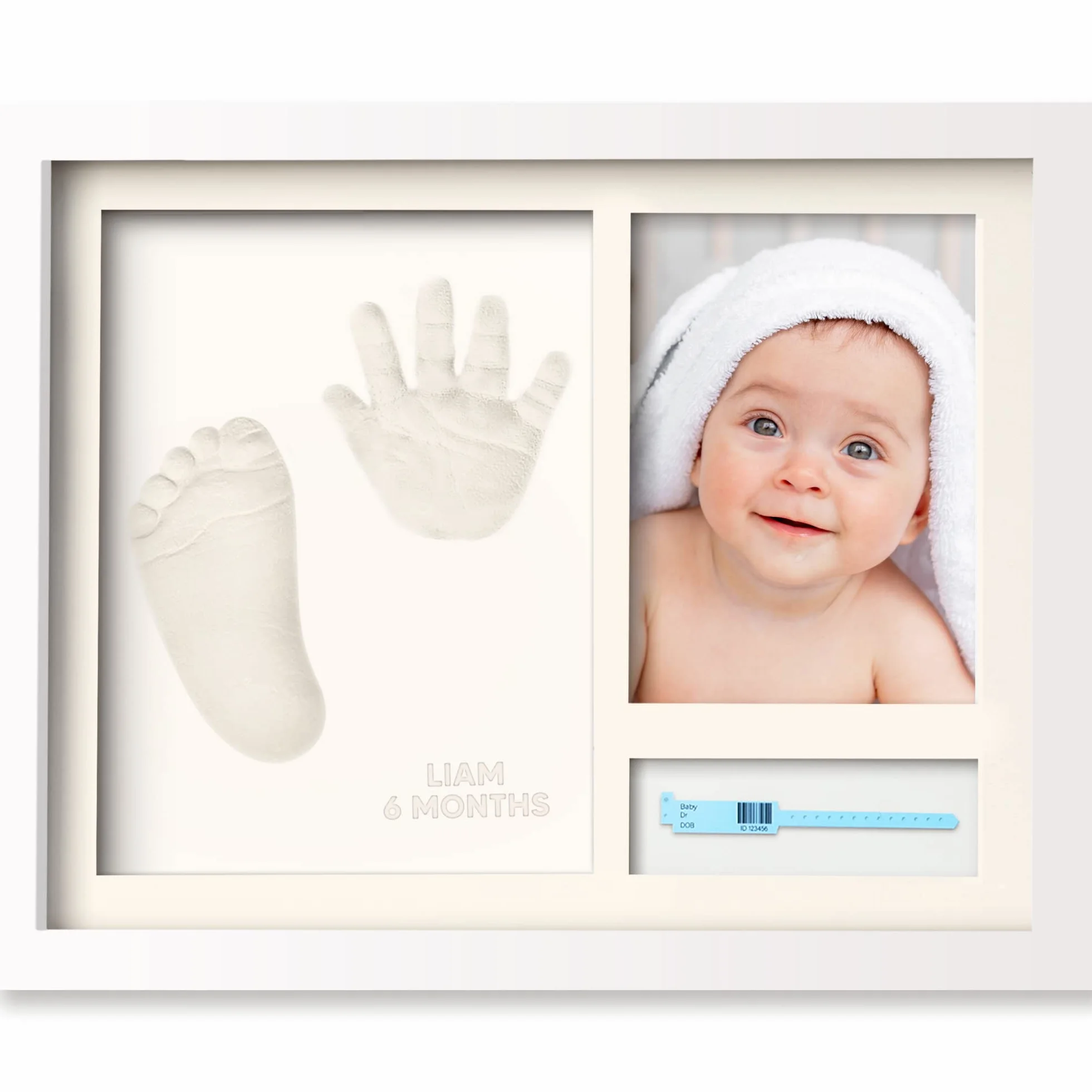 Kit personalizzato per impronte di mani e piedi del bambino - Decorazioni per la scuola materna con impronte di mani e piedi del bambino - Regalo per neonati, ragazzo, ragazza (Alpine White)