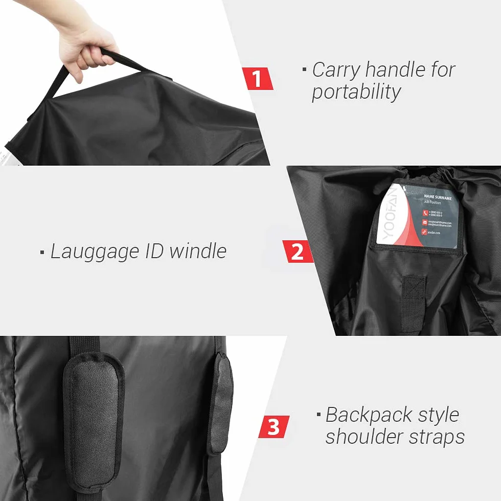 YOOFAN Controllo Gate Borsa da Viaggio con Zaino a Tracolla per Passeggini, Seggiolini Auto, Carrozzine, Booster, Sedie a Rotelle, Resistente all'acqua - Ottimo per Aereo e Bagagli (Nero)