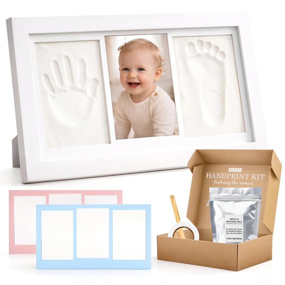 kit Impronte mani e piedi Neonato, Impronta Bambino, Cornice Impronte Digitali, Regalo Neonato, Battesimo, Bambino, Nascita. Argilla Antigrietta e Vetro Acrilico, Impronta Cane.