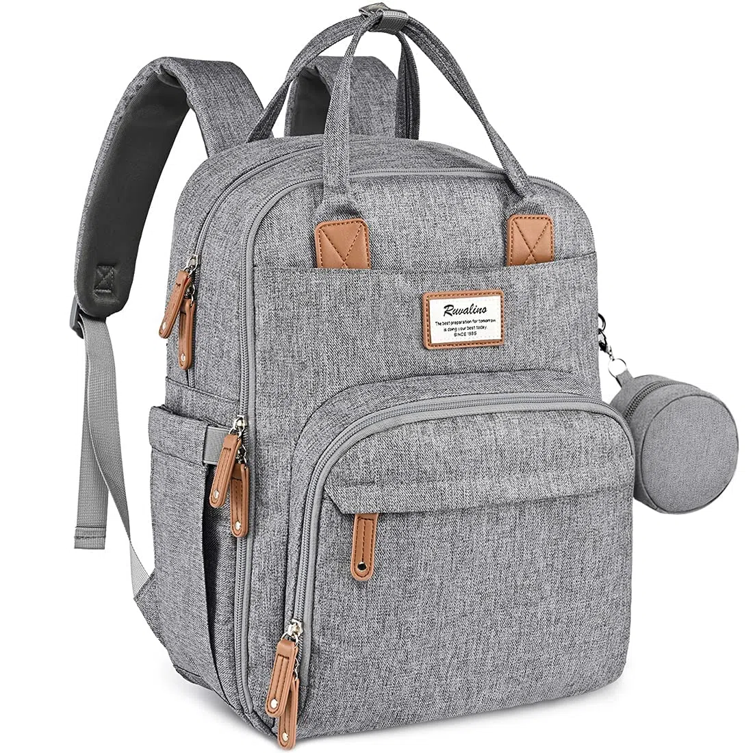 RUVALINO Zaino Fasciatoio per Mamma e Neonato Borsa Fasciatoio per Pannolini, Grande Borsa Maternità con 16 Scomparti, Include Fasciatoio Portatile, Tasca Termica per Biberon