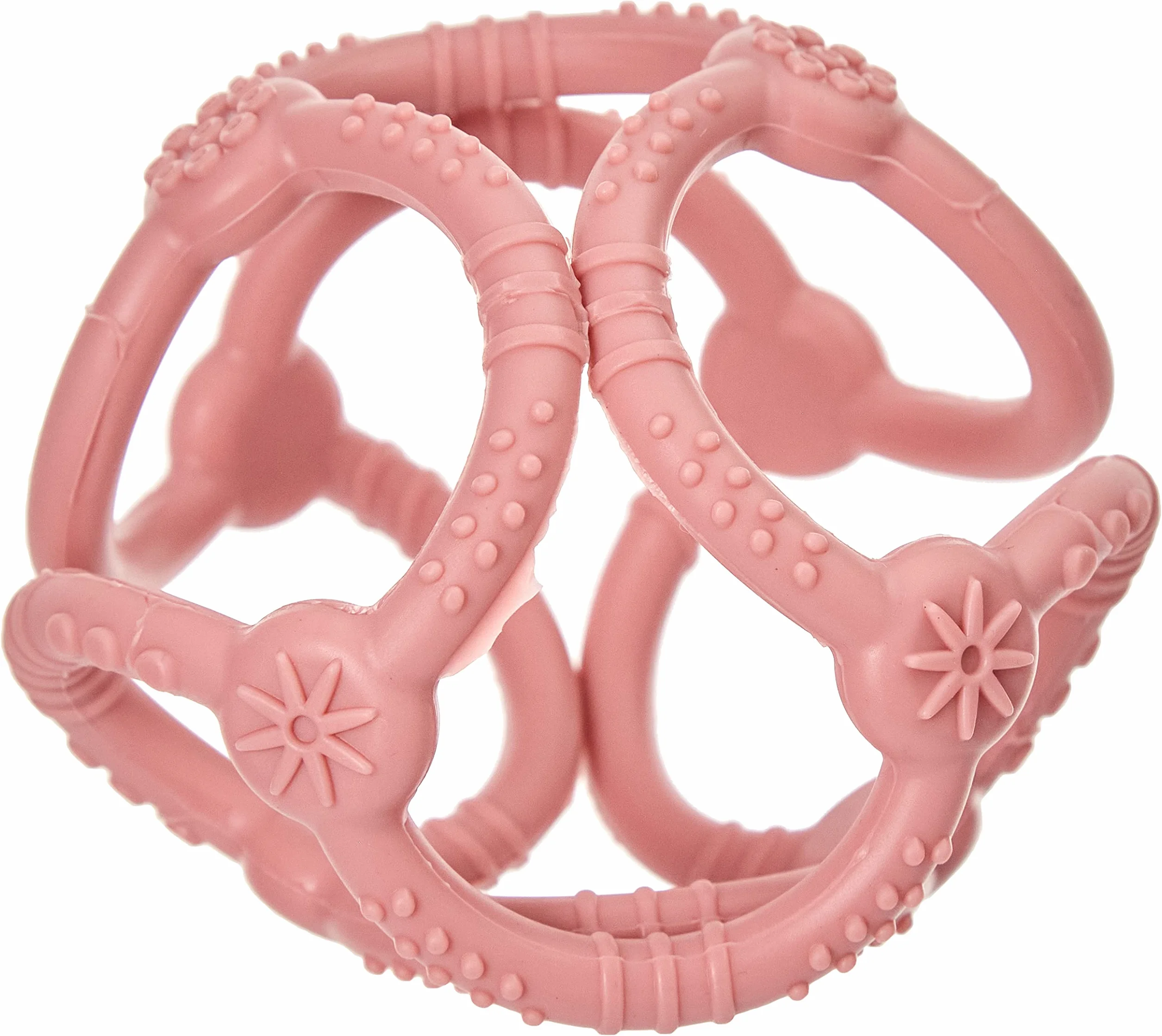 Nattou Set con 2 palline in Silicone, Da afferrare e mordere, Senza BPA, Ø 10 cm + 7 cm, Silicone, Rosa antico/Rosa chiaro