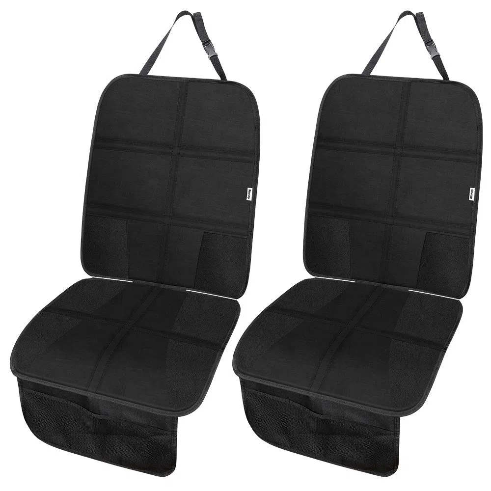 Rovtop - Set di 2 coprisedili universali con Organizer per Bambini e Neonati, Colore: Nero