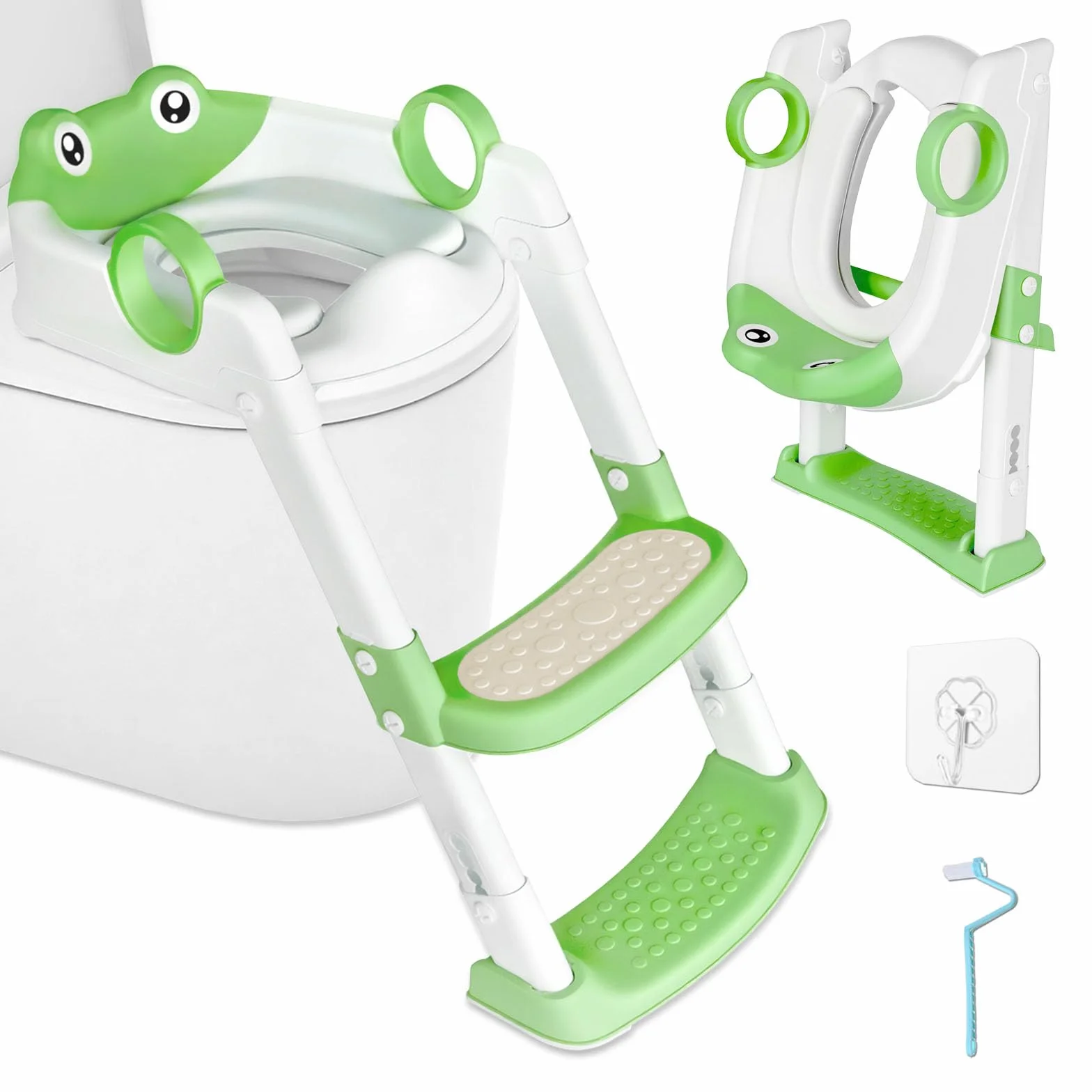 Riduttore WC Bambini,Sedile Wc per Bambini,Scaletta Wc per Bambini Pieghevole,Pieghevole Regolabile in Altezza, con PVC Morbida Seduta Imbottita, pedana antiscivolo anti-spruzzo,per V,U,O