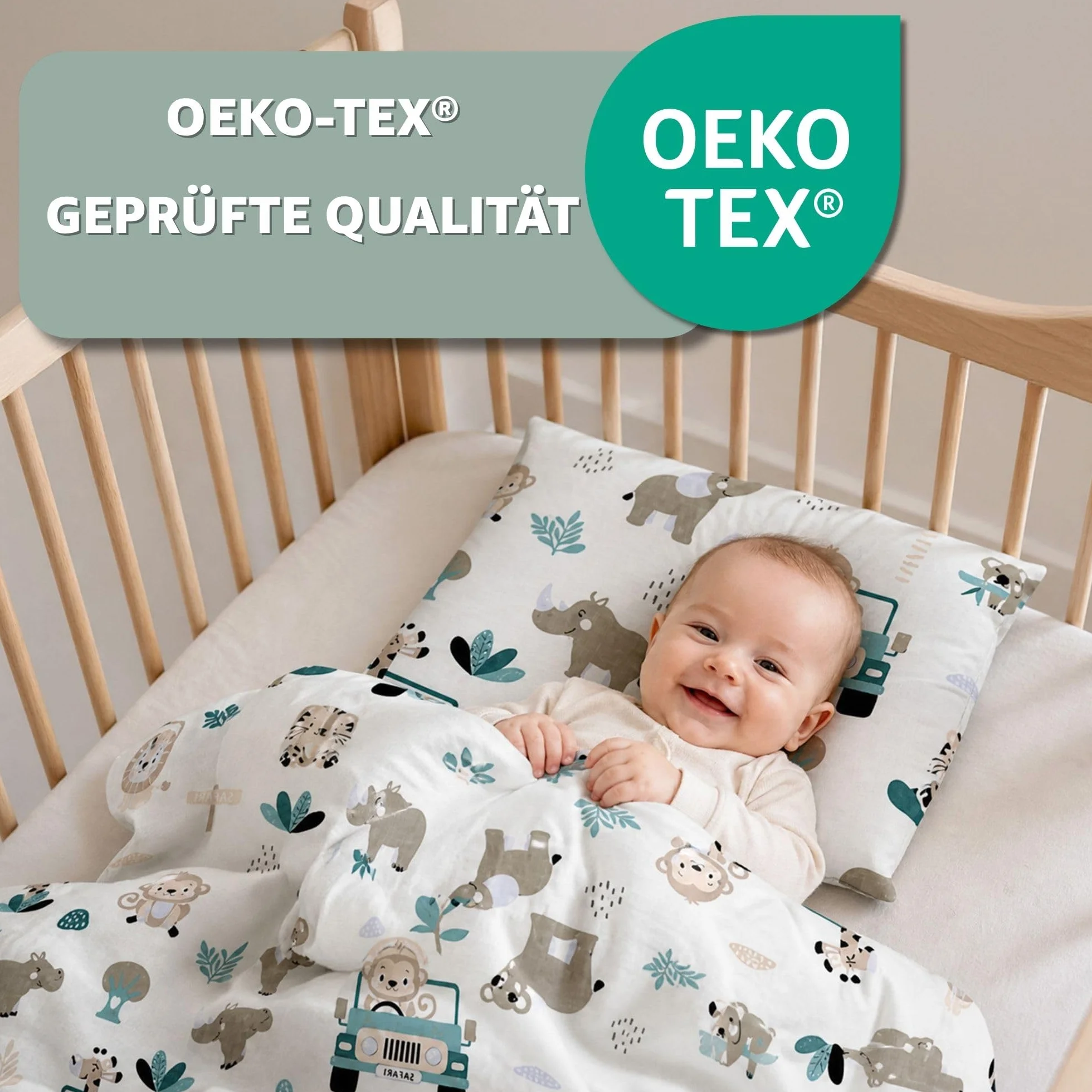 Totsy Baby Copripiumino lettino neonato 90x120 cm - Cotone parure di copripiumini bambino e bambina per culla Set lenzuolo per piumino 90 x 120 cm con federe 60 x 40 cm Oeko-Tex