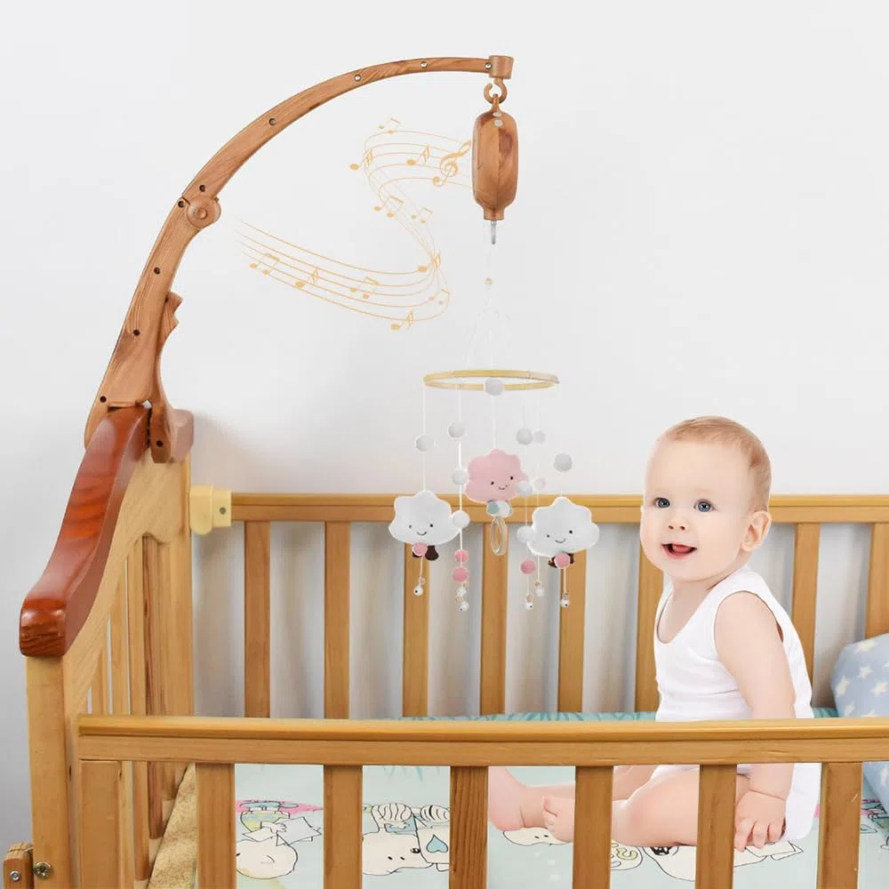 Motore Mobile per Culla, Carillon per Bambini Neonato, Babe Carillon per Culla con Campana e 35 Melodie, Carillons Mobile a Batteria Riproduce,Lettino Neonato Mobiles Musicale Appeso Campanello