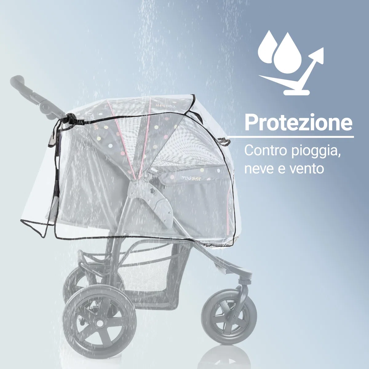 Zamboo Protezione Parapioggia Passeggino per Cani, Gatti, Conigli - Antipioggia con Finestra, Ventilazione e Cerniera (Carrozzina non inclusa)