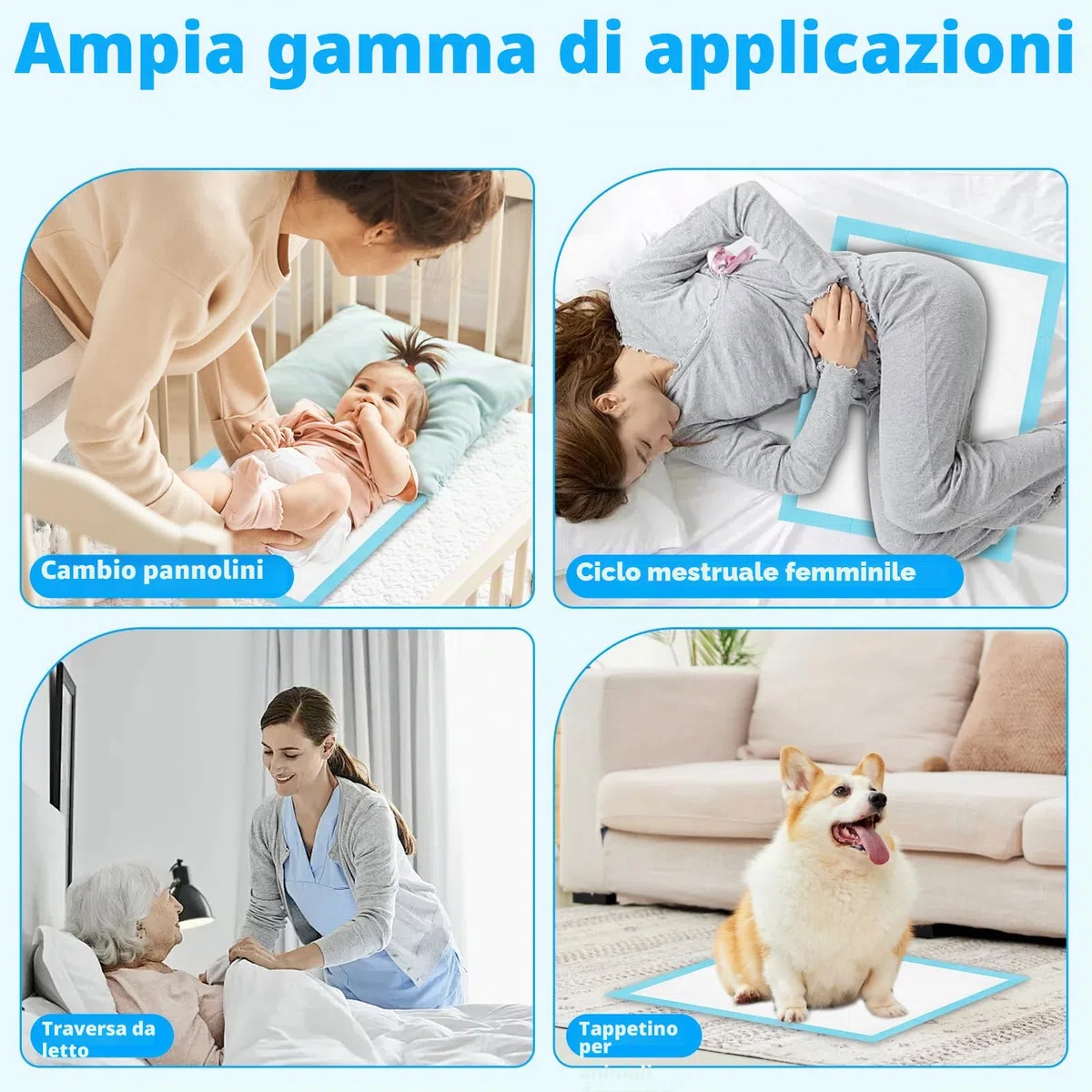 100 pezzi Traverse Neonato Fasciatoio Monouso, 33 x 45 cm Getta e Getta Multiuso Panni Assorbenti Monouso, Traversine Pannolini Bambino Traspirante Morbido Impermeabile