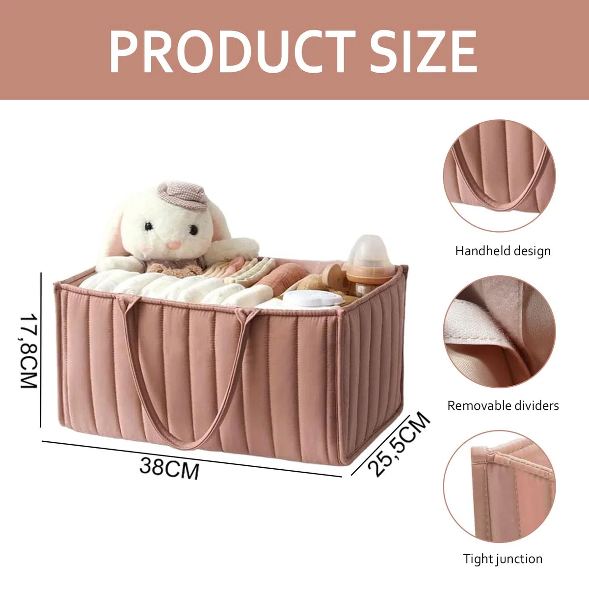 Organizer Fasciatoio per Neonati, Organizzatore Portatile per Pannolini Cesto di Stoccaggio, con Scomparti Rimovibili, Cestino Portaoggetti per Neonati, Pieghevole Nursery Storage Borsa Basket