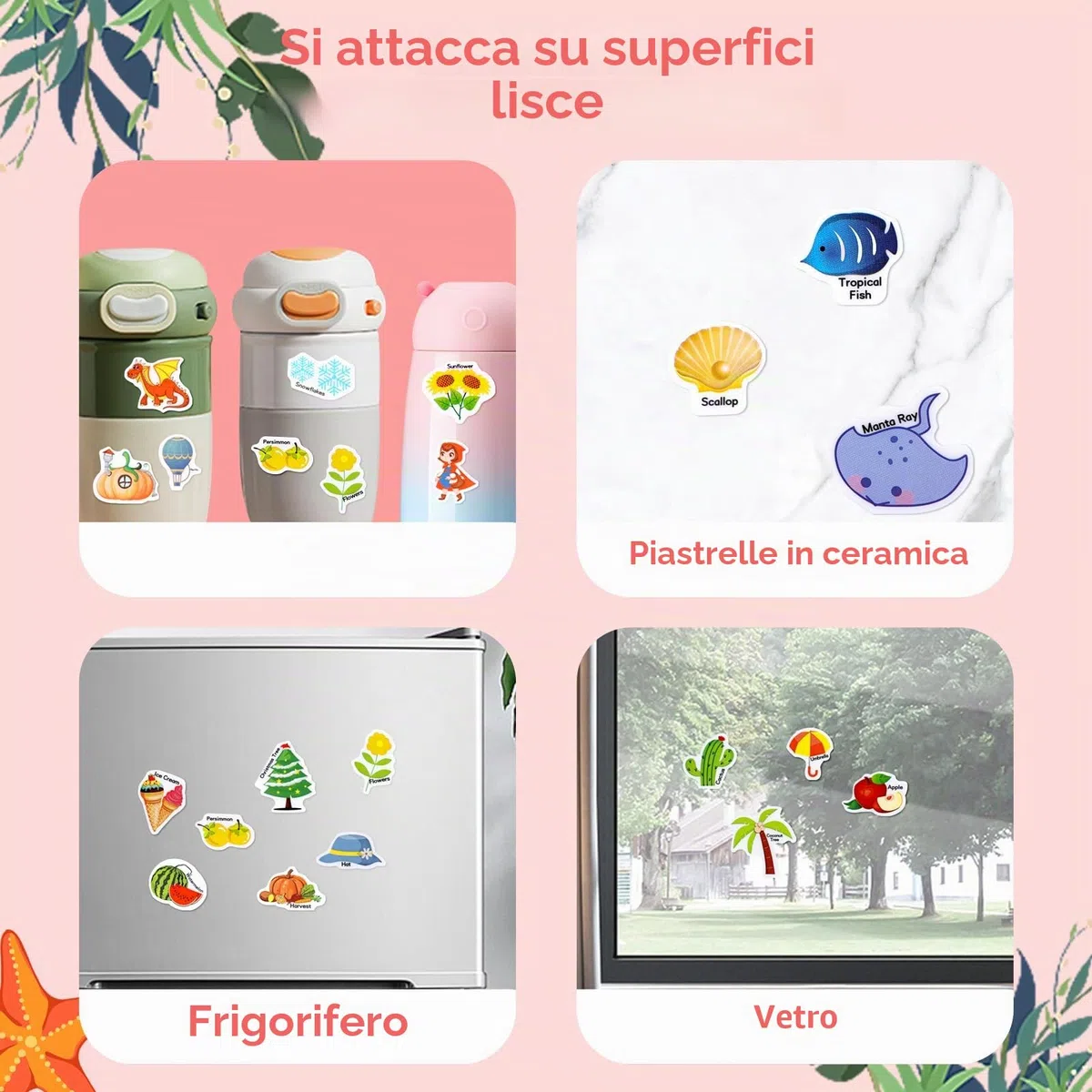 Trasparente 3D Riutilizzabile impermeabile Sticker Libri Giocattoli per bambini 3 Pack Libri adesivi per età 3-6 anni Ragazzi Ragazze adesivi stagioni,fiabe,animali marini Sticker educativo Giocattoli