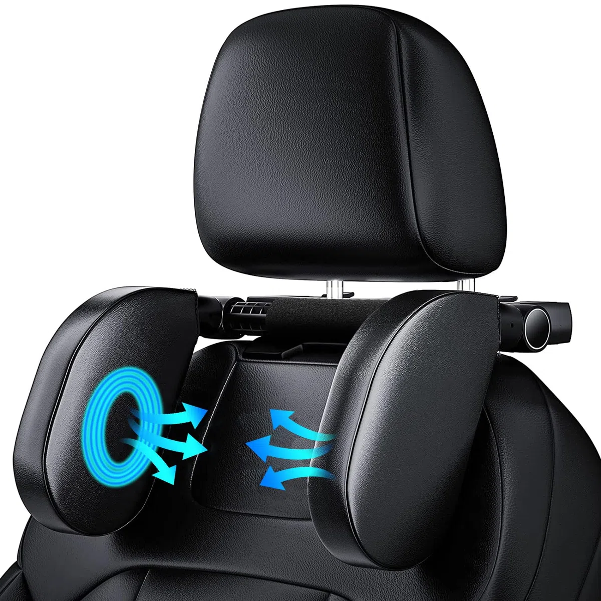 Poggiatesta Auto,180°Regolabile Telescopico Smontare Dell'auto Supporto Per Il Collo Dormire Poggiatesta Laterale,Adatto Per Il Supporto Della Testa di Adulti e Bambini (Nero A05 PVC)