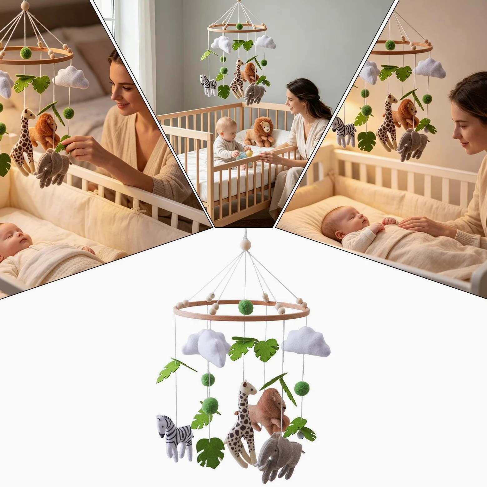 Mobile rilassante per bambini, a tema animali, decorazione per la cameretta dei bambini, per culla, lettino, camera da , giochi per bambini, ragazze e