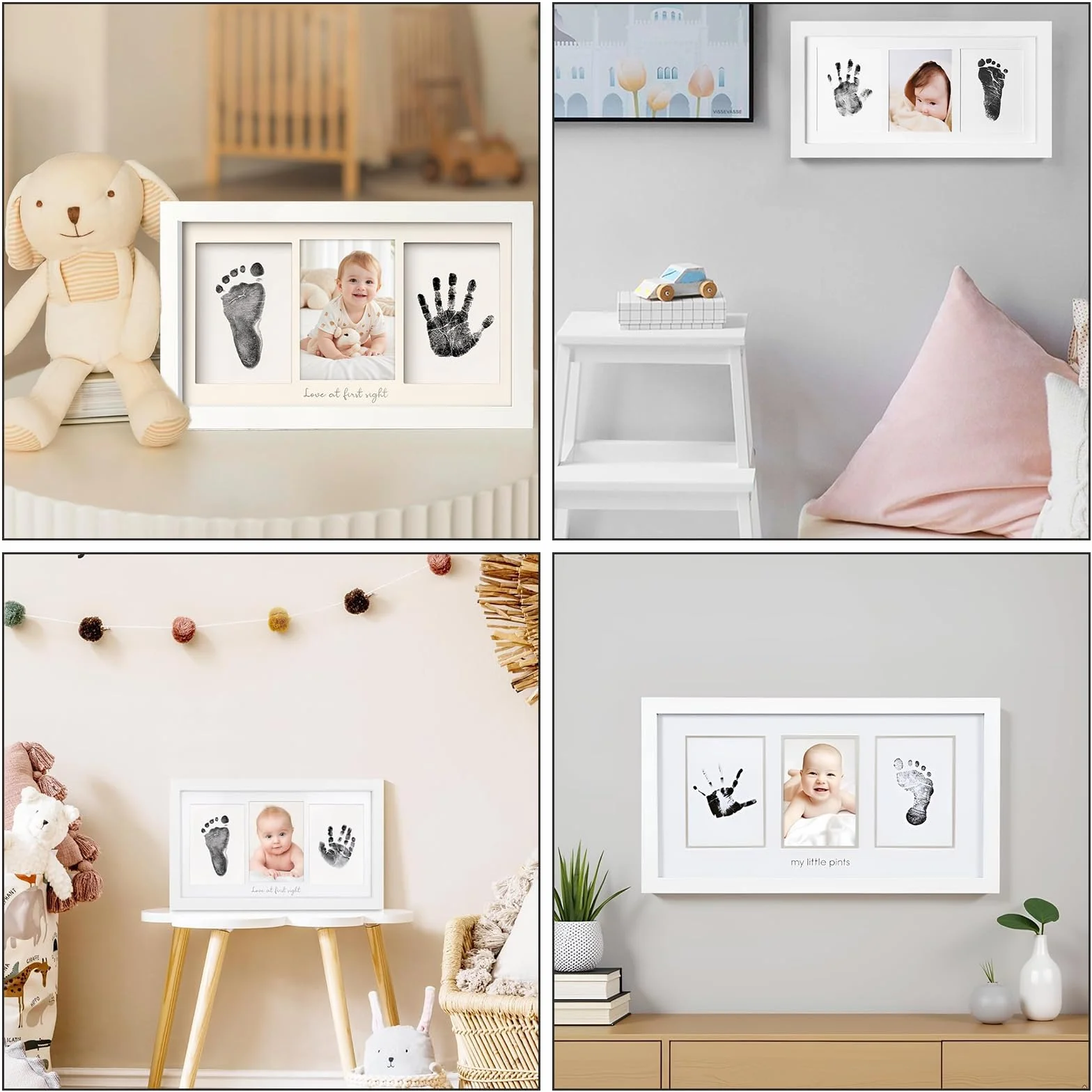 PANYI Cornice Impronta Mani e Piedi Neonati Kit Impronte Neonato Include 1 Tampone per Inchiostro e 3 Schede per Timbri con Istruzioni Adatto per Neonati, Regalo Battesimo Bimbo, Baby Shower
