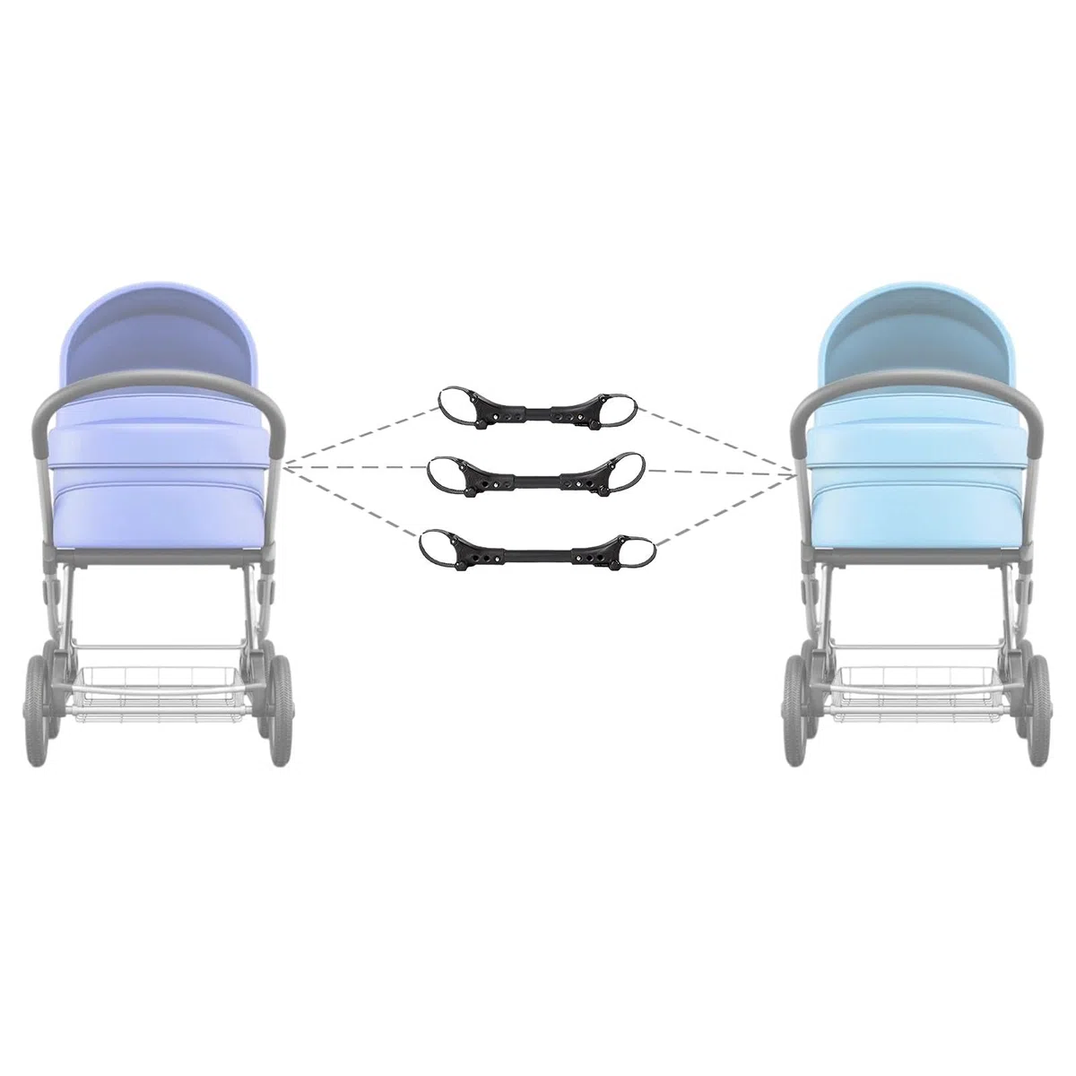 Connettore per Passeggino gemellare da 3 Pezzi per Bambino, connettori universali per Passeggino, per Giunti Regolabili per Passeggino, Facile Combinazione e Divisione