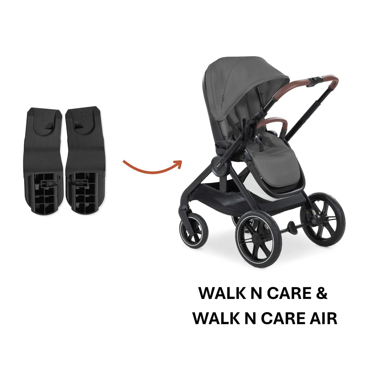 hauck Adattatori per Ovetto, Nero – Compatibili solo con Passeggini Walk N Care e Walk N Care Air - Con Seggiolino Auto Drive N Care e Modelli Selezionati di Altre Marche