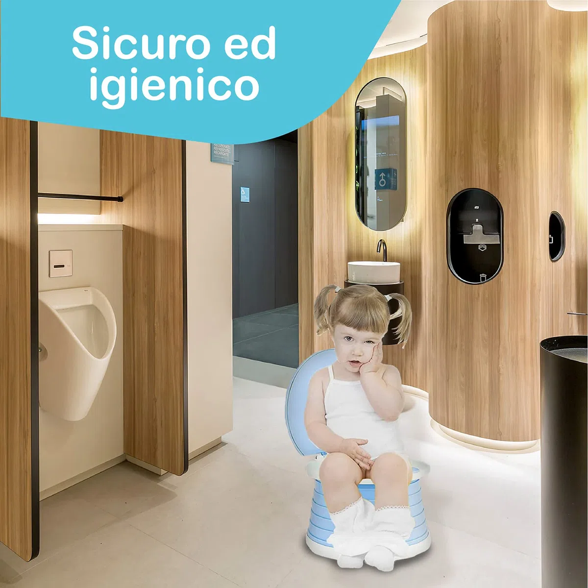 POTTY, Originale, Vasino Portatile per Bambini da Viaggio, Pieghevole con Sacchetti Usa e Getta, Vasino Bambini, ROSA