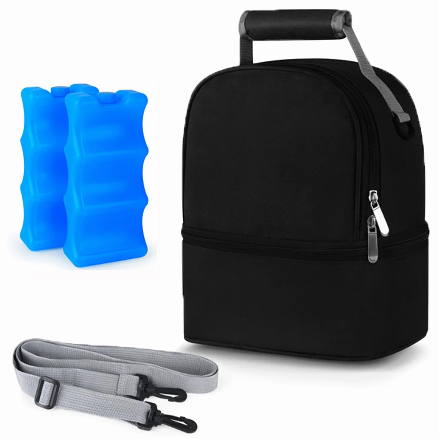 AIFUSI Borsa Termica a Doppio Strato per Latte Materno con Borsa del Ghiaccio, Zaino per Biberon, Borsa Termica Impermeabile per Il Trasporto del Latte Materno (Nero)