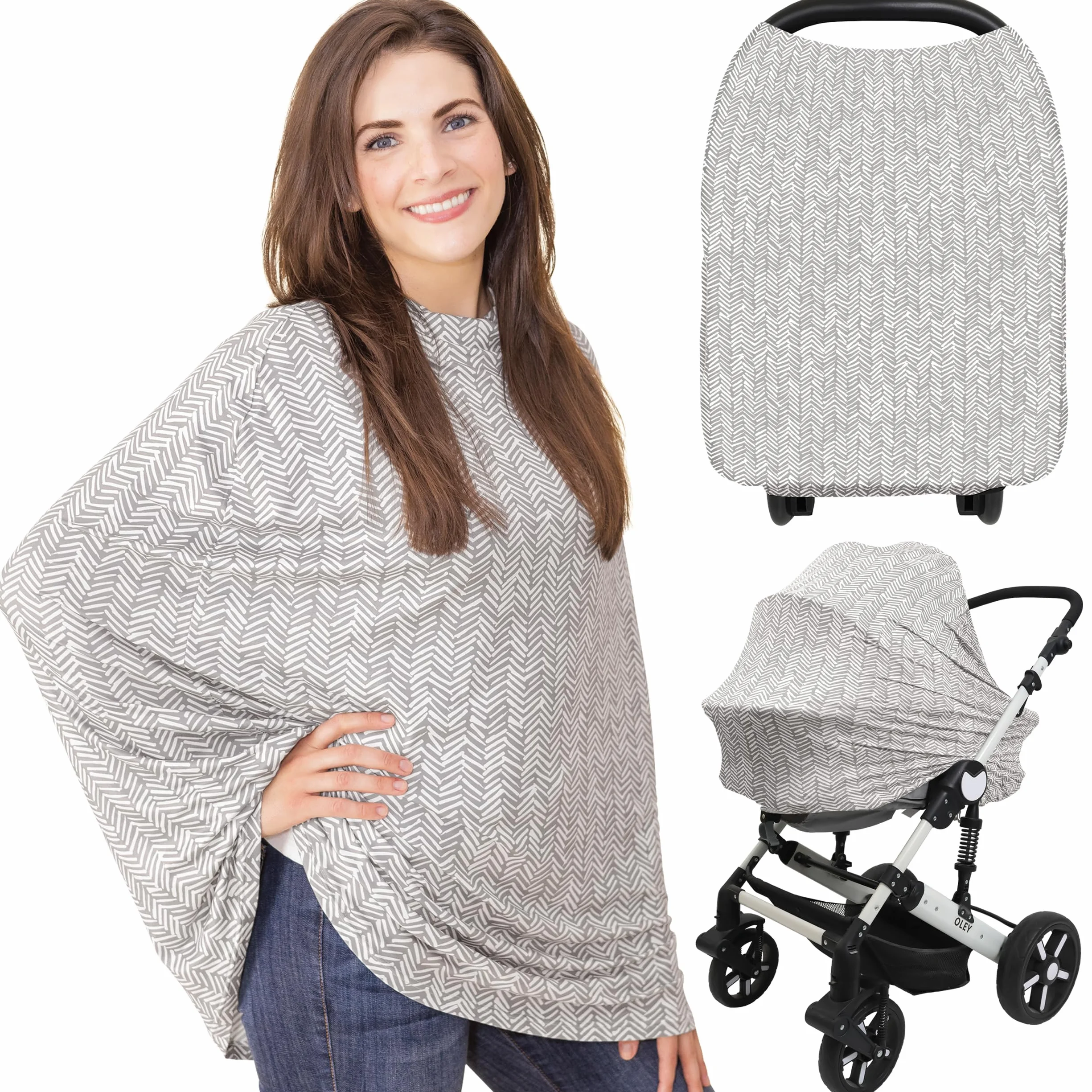 KeaBabies telo allattato per viaggiare - Multifunzionale, morbido e traspirante Nursing Breastfeeding Cover, rivestimento per sedili per neonati, rivestimento per carrozzine per bambini (Herringbone)