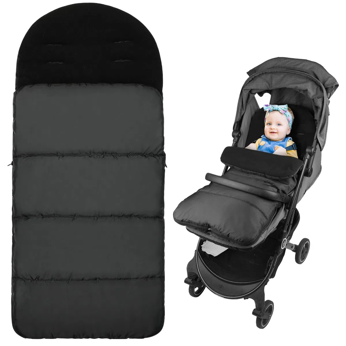 Vicloon Coprigambe Passeggino, Sacco Termico Passeggino Universale, Fodera in Pile Polare, Sacco Passeggino Invernale con Cerniera, Impermeabile, Antivento, Lavabile in Lavatrice(Nero)