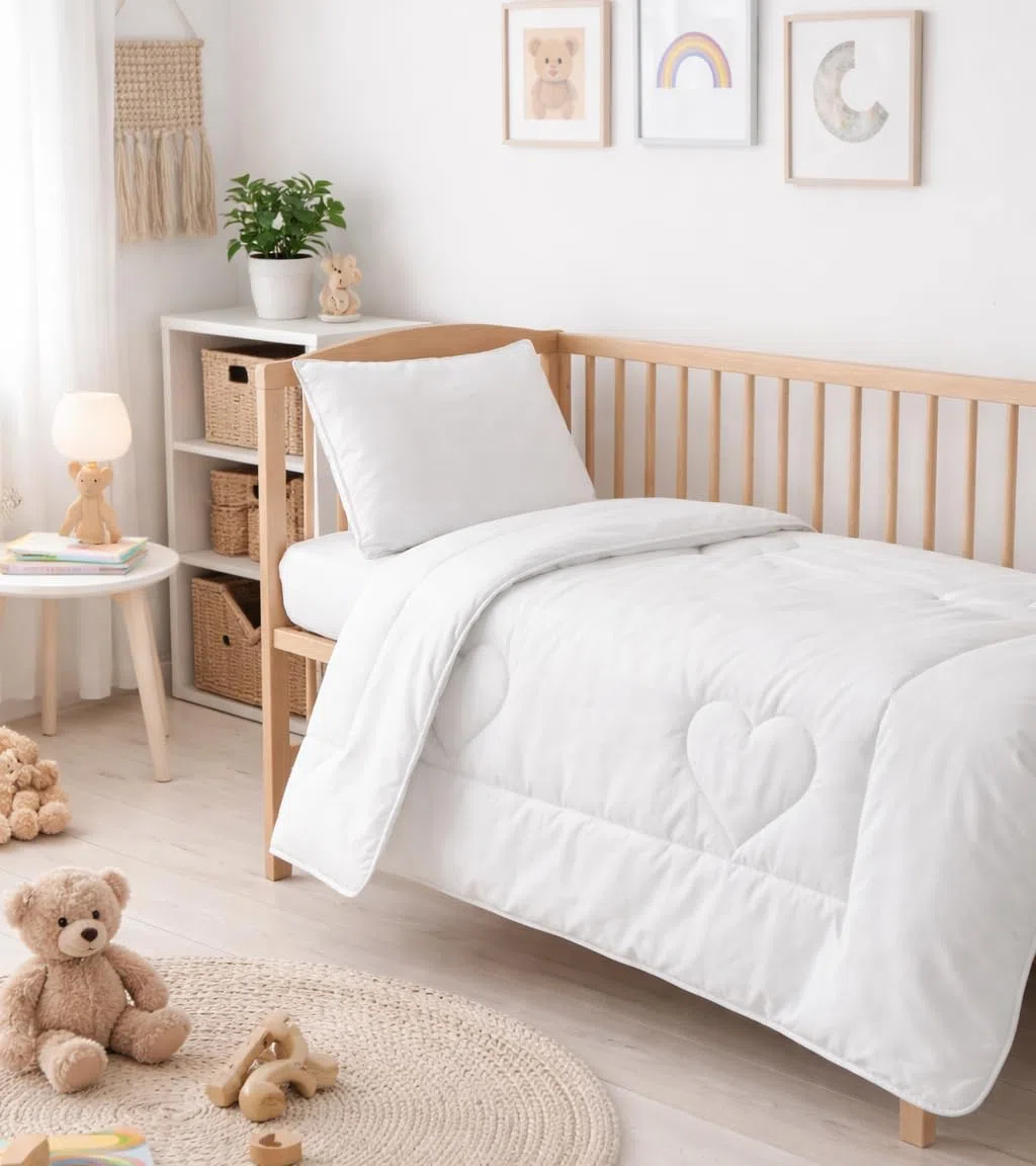 Baby Comfort - Piumino anallergico da 4,5 tog, 120 x 90 cm, con cuscino, per culla (12 mesi+)
