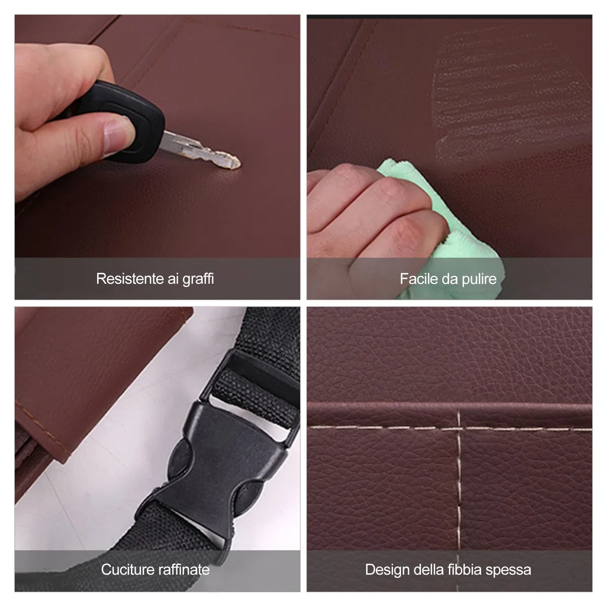 Ergocar Organizer per sedile posteriore auto, tappetino in pelle PU di lusso, supporto pieghevole per tablet, multifunzione, protezione per lunghi viaggi