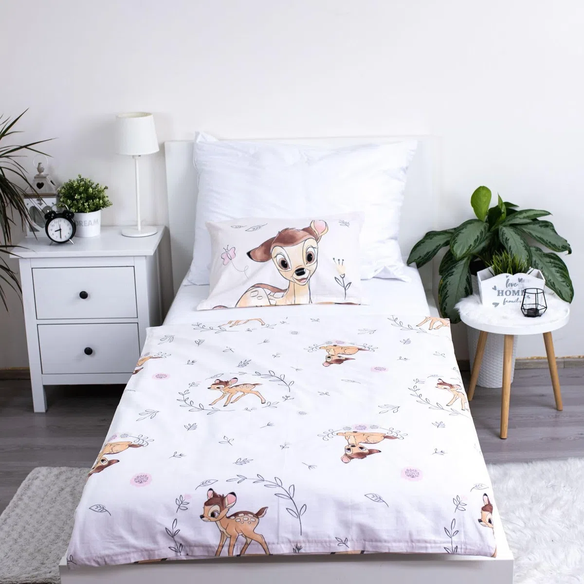 Jerry Fabrics - Set di biancheria da letto per culla per bambini, motivo: Bambi, copripiumino 2 pezzi 100 x 135 cm + federa 40 x 60 cm, 100% cotone