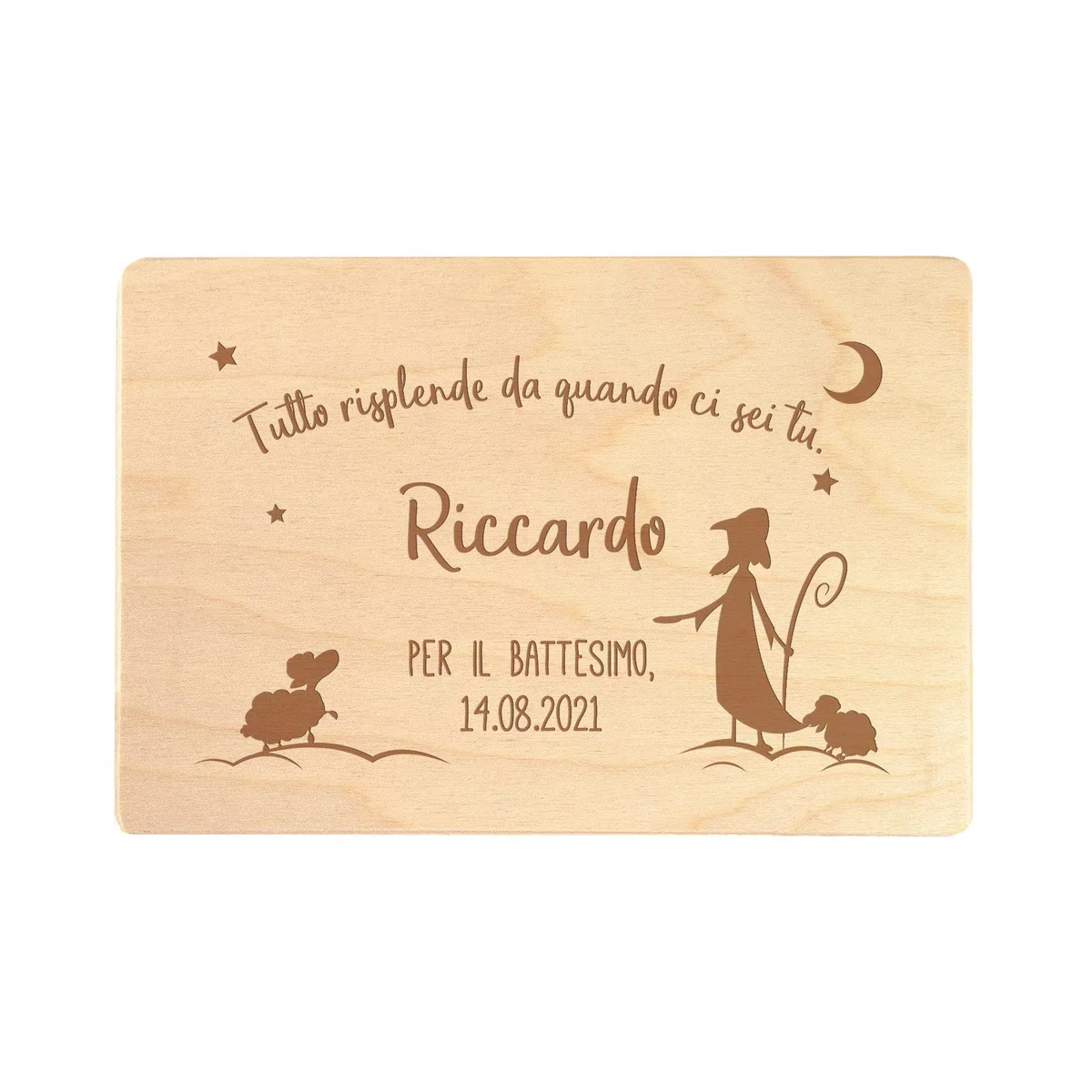 Casa Vivente Confezione Regalo in Legno con Incisione per il Battesimo Personalizzata con Nome e Data, Scatola dei Ricordi Portaoggetti, Accessori Decorativi Cameretta