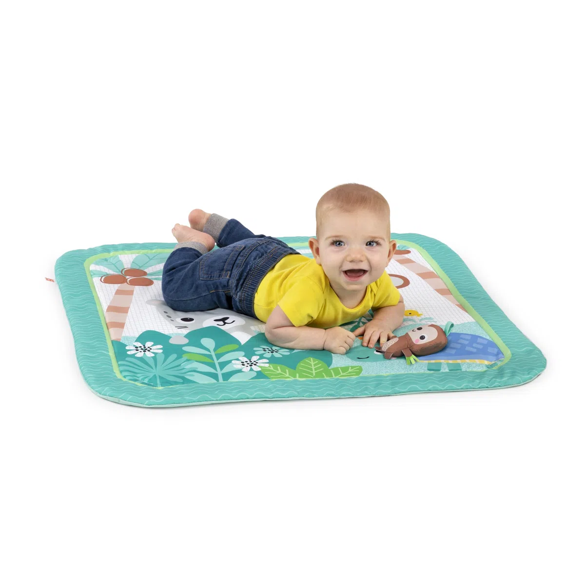 Bright Starts, Palestrina multiattivita' Palm Party, 4 giocattoli inclusi, arco giochi amovibile, 3 modalita' di gioco, leggera e da trasportare, Dal neonato in su