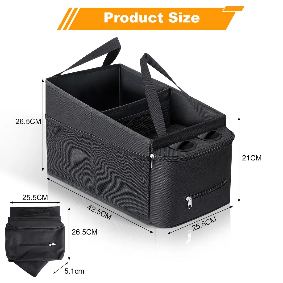 Romon Organizer Auto, Organizer Bagagliaio Autos Sedile Anteriore Posteriore Car Organizers Bambini per Caddy con Divisorio, Maniglie e Tasche Multiple in Rete per Giocattoli Libri Snack Tablet