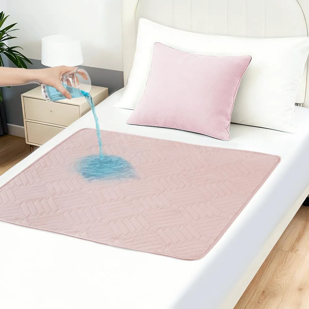 DUJUIKE Materassino Per Incontinenza lavabile, Traversa Impermeabile Assorbente, Protezioni per materassi per incontinenza, Riutilizzabili, Adatto ad adulti, neonati, anziani (Rosa, 90x150 cm)