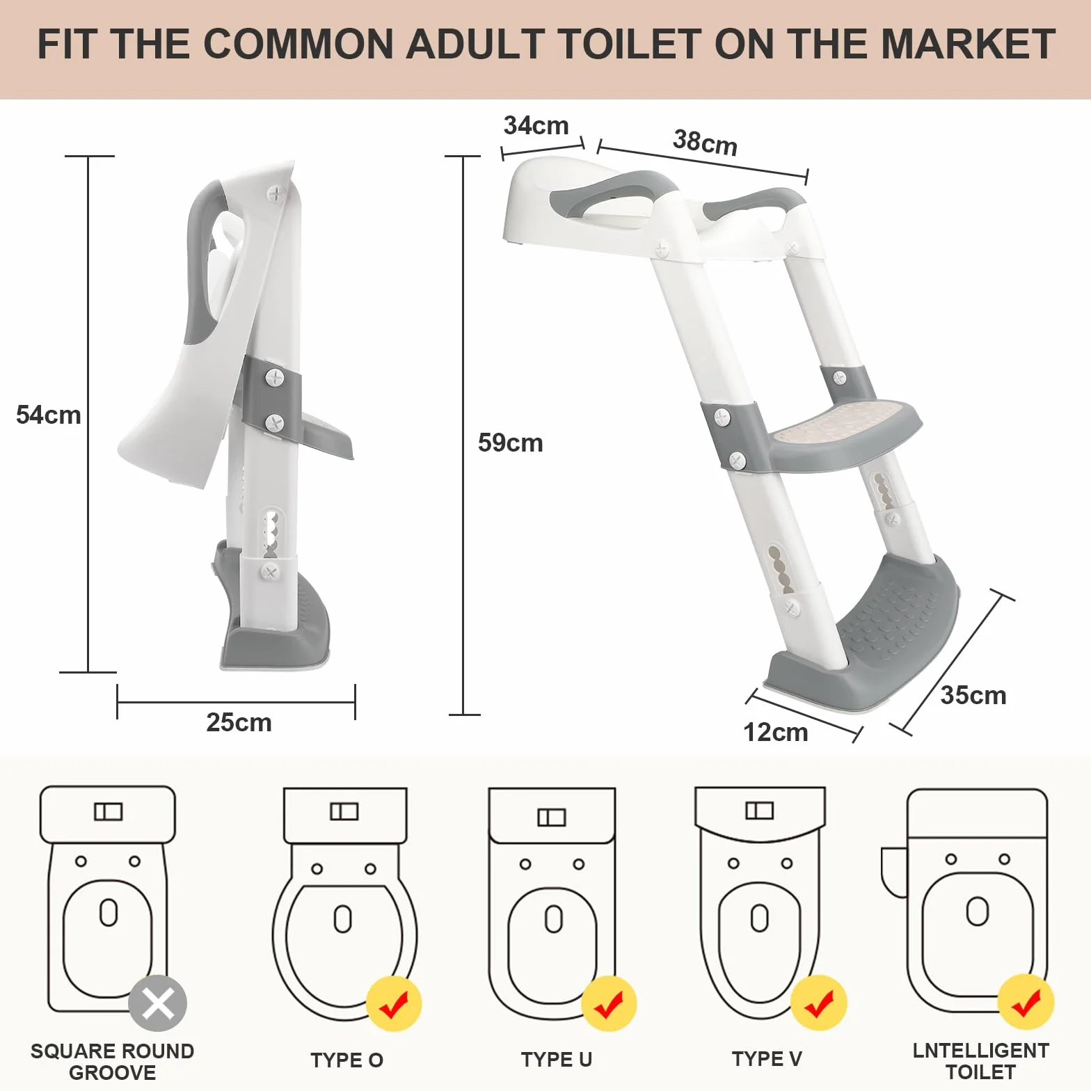 Royouzi Riduttore Wc Bambini, Scaletta Riduttore Wc per Bambini Pieghevole, Sedile Wc 2 In 1 con Scale, Pedana Antiscivolo Anti-Spruzzo
