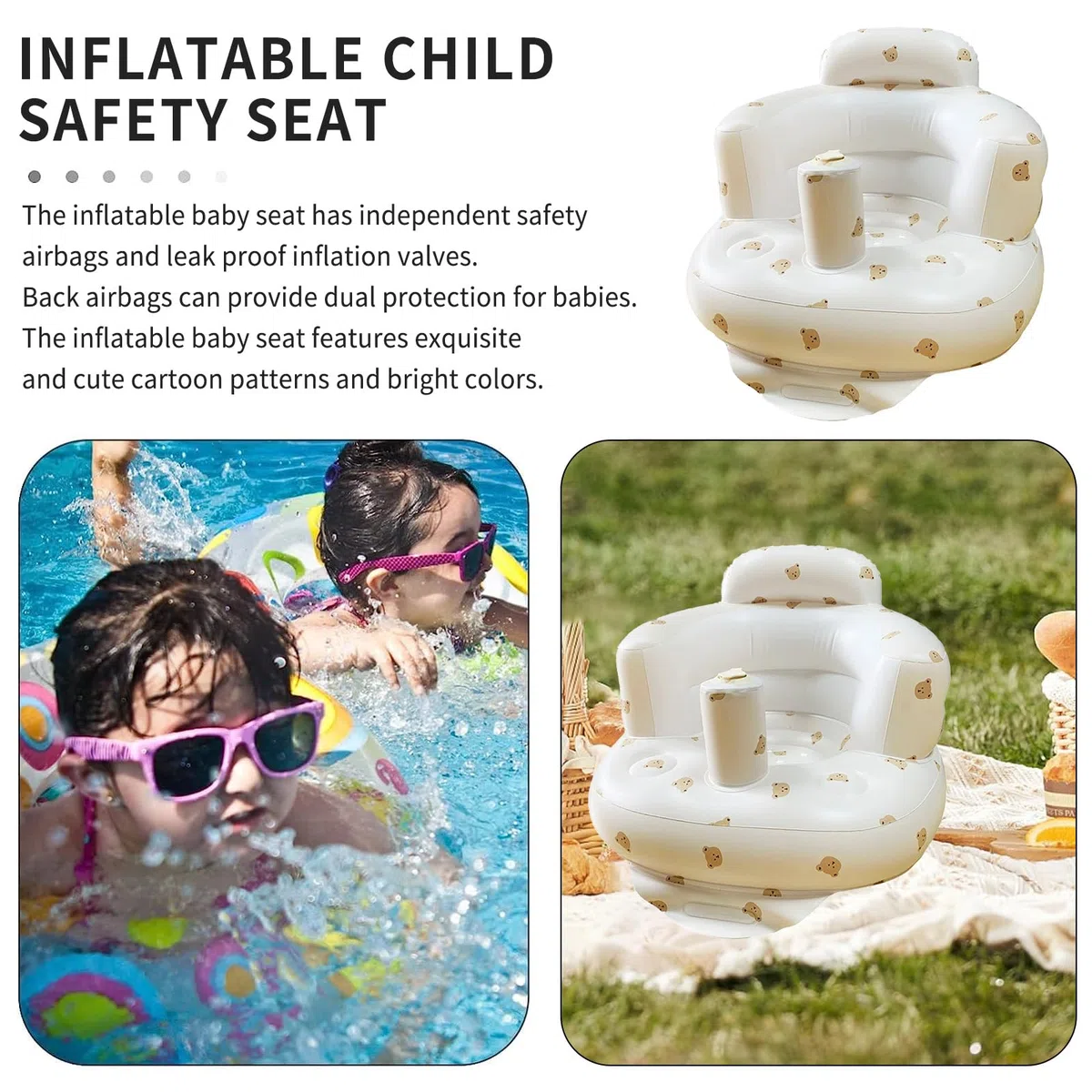 Seggiolino Gonfiabile per Bambini da 3 a 36 Mesi,Seggiolino Gonfiabile Neonato,Sedia Gonfiabile,Seggiolino per Bambini,Sedia per Baby Shower,Chaise Bébé Gonflable,per Imparare a Sedersi