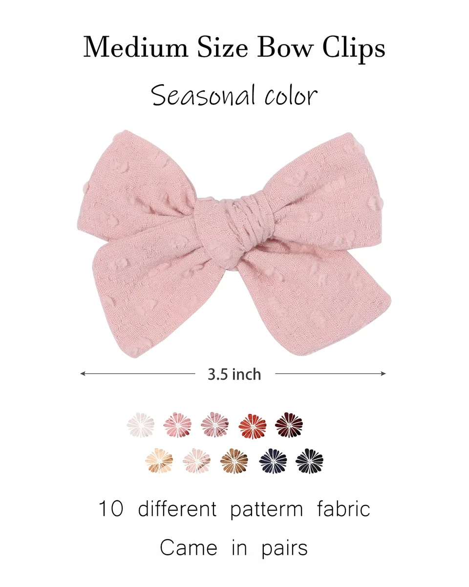Jollybows 20 Pezzi Fiocchi Capelli Bambina da 8,9 cm, Mollette Capelli Bambina Completamente Foderato Alligatore Clip Accessori per Capelli per Bambini Bambine