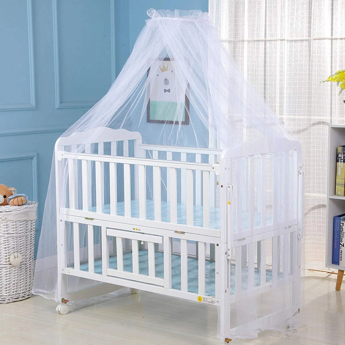 Zanzariera a Cupola, Zanzariera per Culla, a Cupola, Pieghevole, Ottima Traspirabilità, Tiene il bambino lontano dalle zanzare (Bordo bianco)