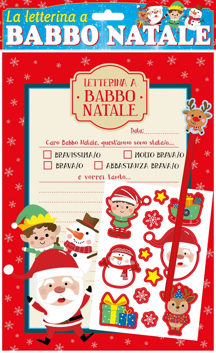 EURO PUBLISHING Letterina a Babbo Natale - cm 29,5x21 (include 2 letterine+1 busta lettera +12 stickers +1 matita+1 gomma)