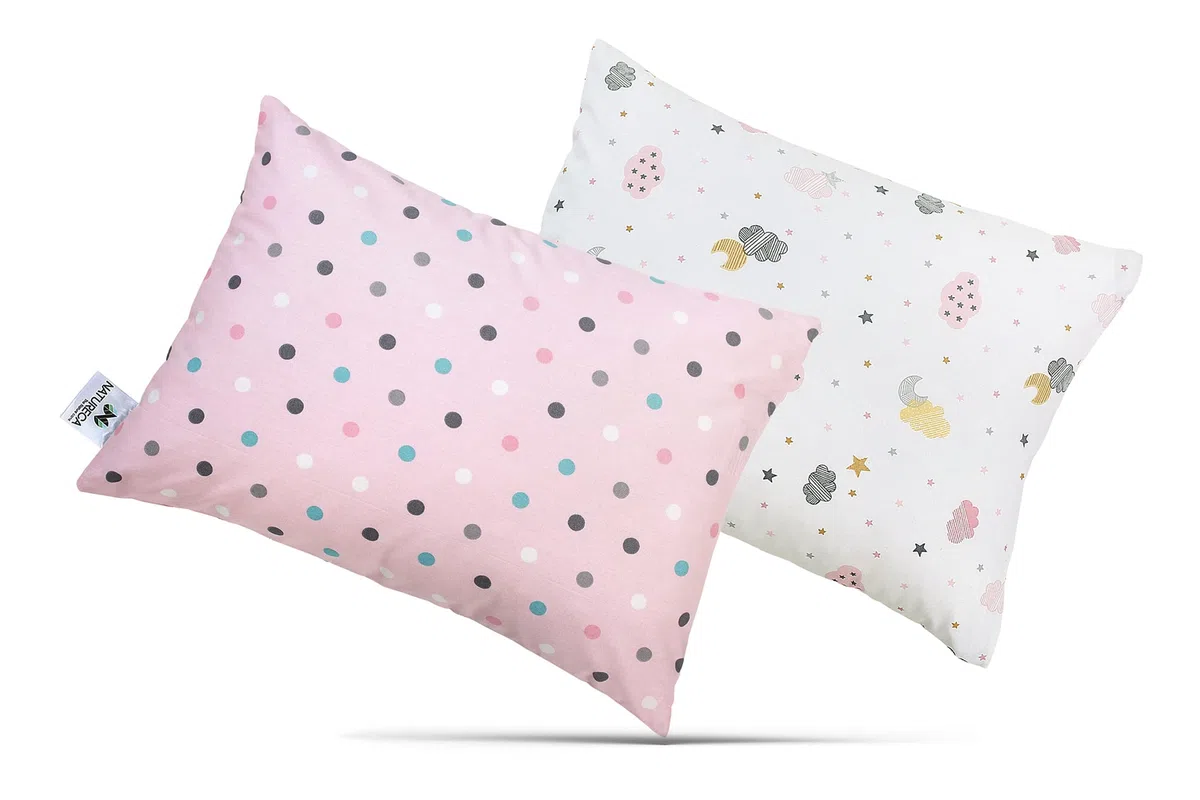 Set di 2 cuscino letto con federa in cotone, cuscini per bambini a partire da 1 anno, Guanciale per Bambino lettino neonato, Cuscini per Culla e Lettino, Cuscino decorativo 30x40