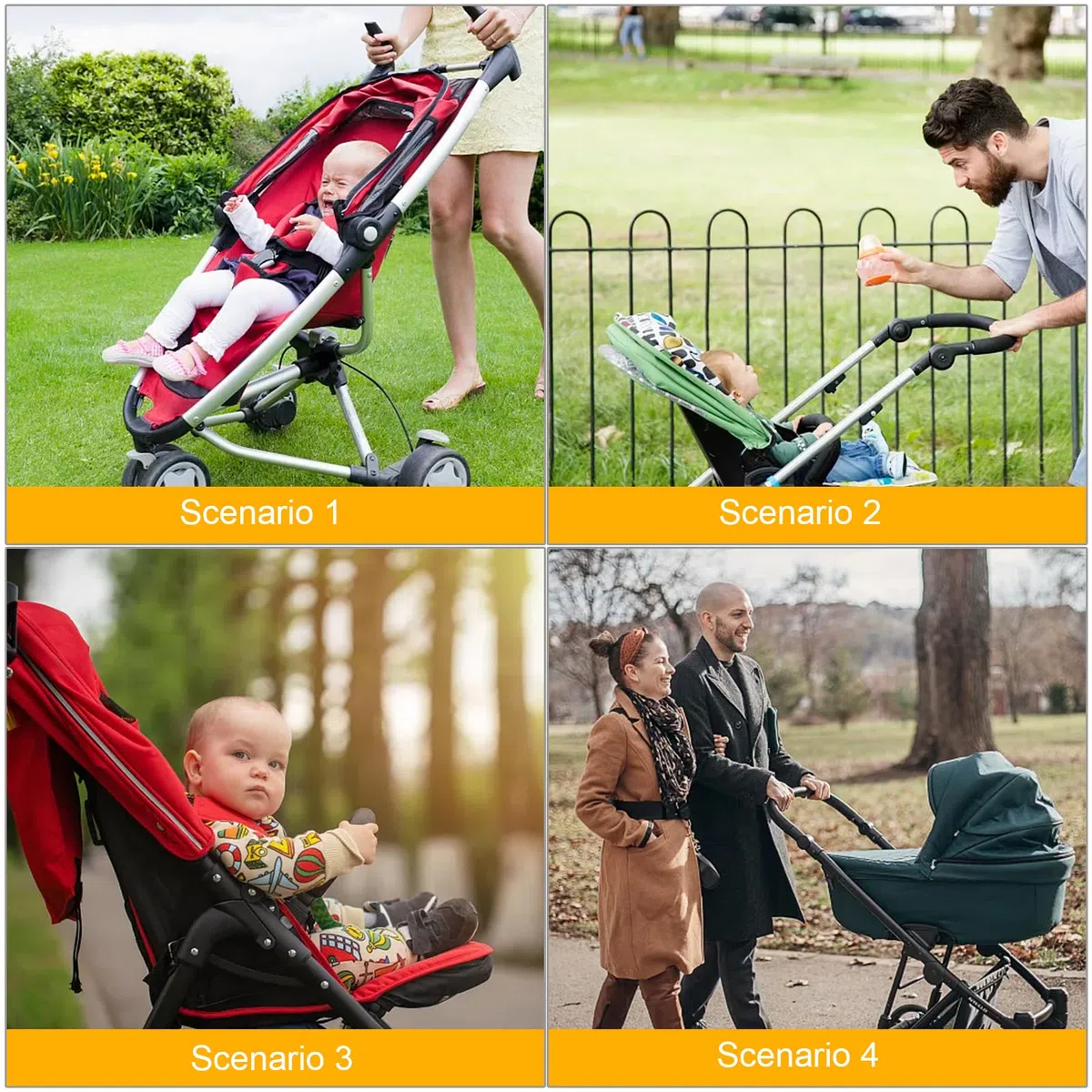 Passeggino parasole con supporto: ombrellone passeggino, universale, diametro 84 cm, protezione UV 50+, flessibile, girevole e inclinabile, Nero