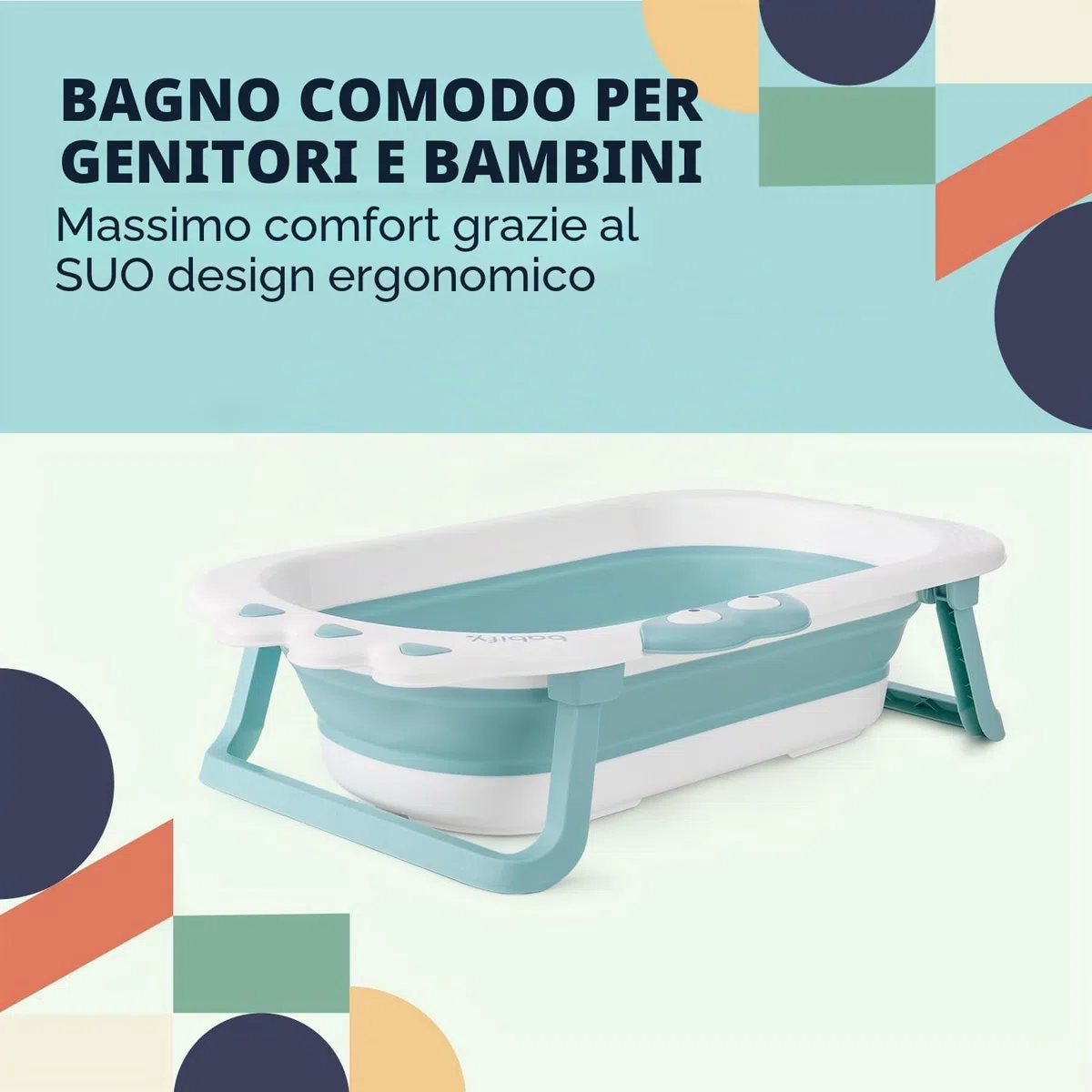 Babify Shower - Vasca pieghevole per bebè, cuscino incluso, pieghevole, ultra compatto, antiscivolo, colore: menta