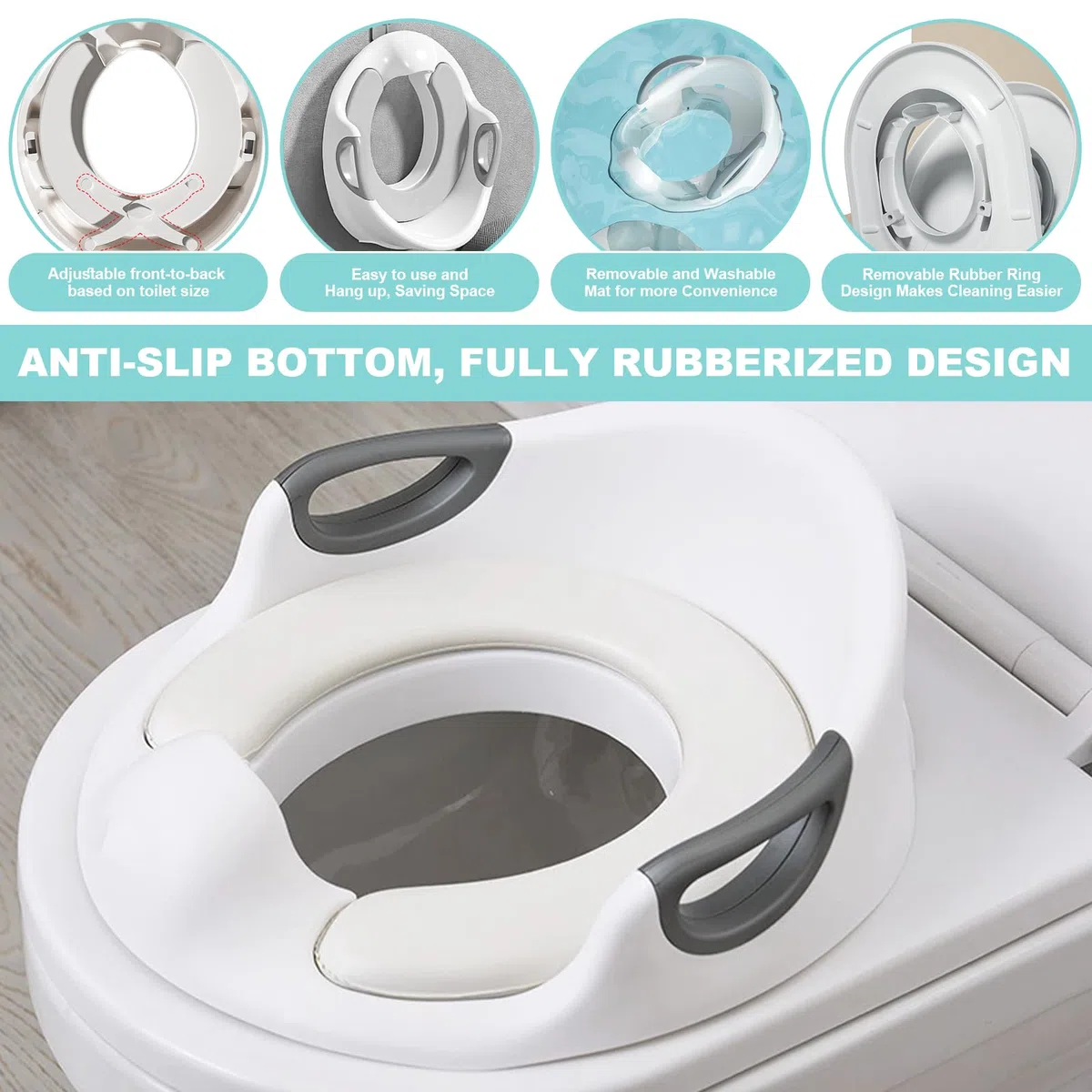 Riduttore WC Bambini,Riduttore WC Bambini Portatile,Riduttores Water Bambini per Ragazzi e Ragazze con Bracciolo e Schiena,Protezione Contro Gli Schizzi,per Bimbi 1-7 Anni