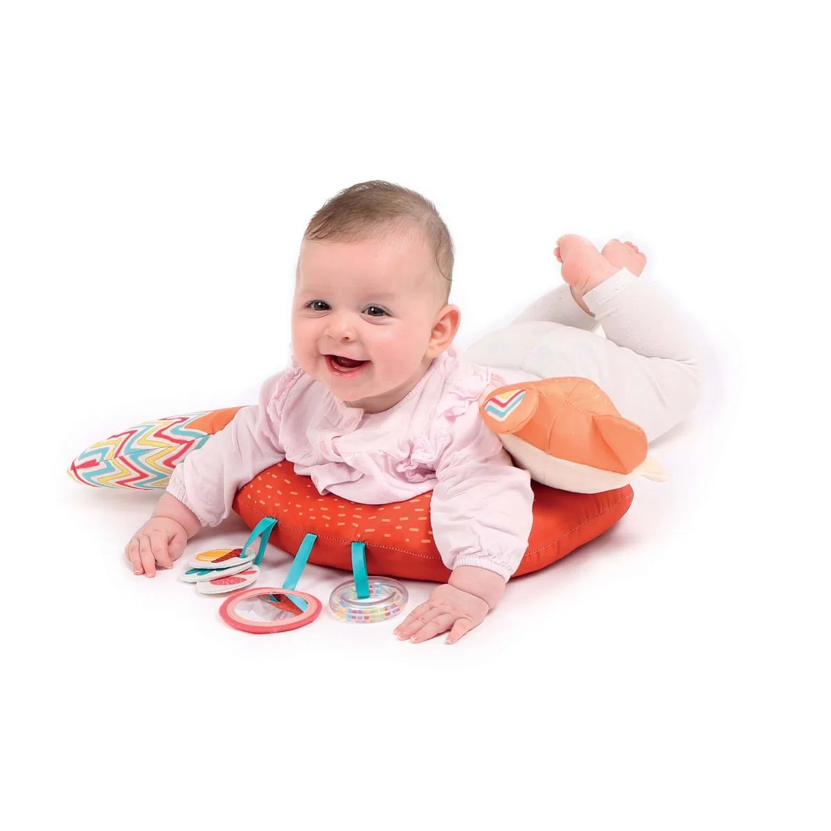 LUDI - Cuscino per attività Volpe - Gioco di risveglio per Bambini - da 3 Mesi - Sviluppa i Sensi, Il Tono e Il rafforzamento Muscolare in Posizione ventrale - 5 attività sensoriali