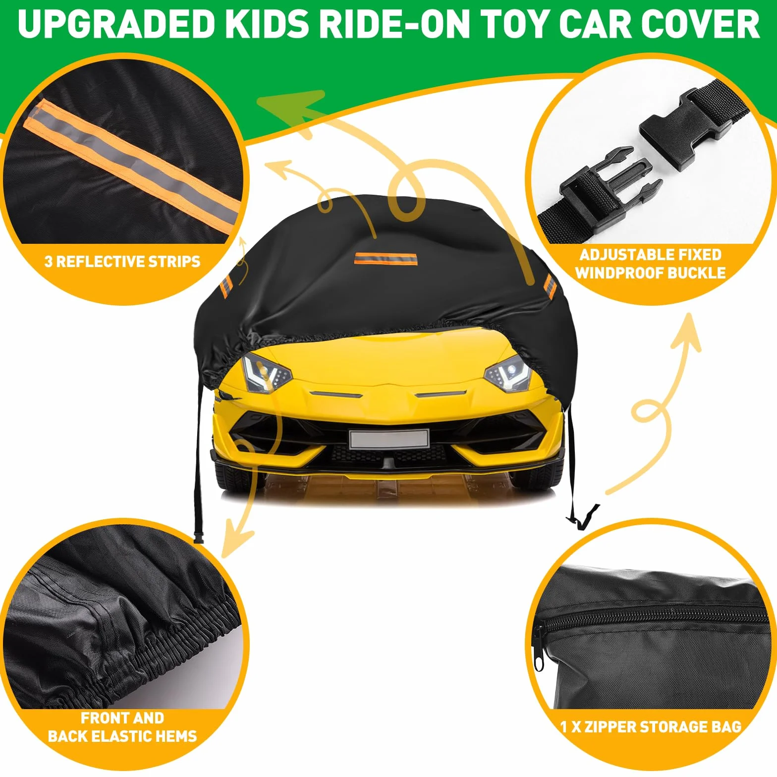 Copertura per Auto Giocattolo Grande, Tela Resistente 420D Oxford per Auto Giocattolo per Bambini, Coperture Universali per Veicoli Elettrici per Bambini, Impermeabile, Anti-UV, con Striscia