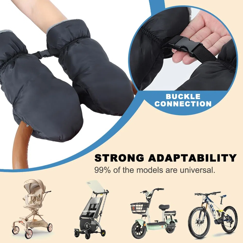 Guanti Passeggino Scaldamani, 1 Pezzi Scaldamani Muffole Passeggino e 2 Pezzi Ganci Passeggino, Denso e Riscaldati, Portiera e Impermeabile, Accessori per Passeggini, Adatto per L'inverno