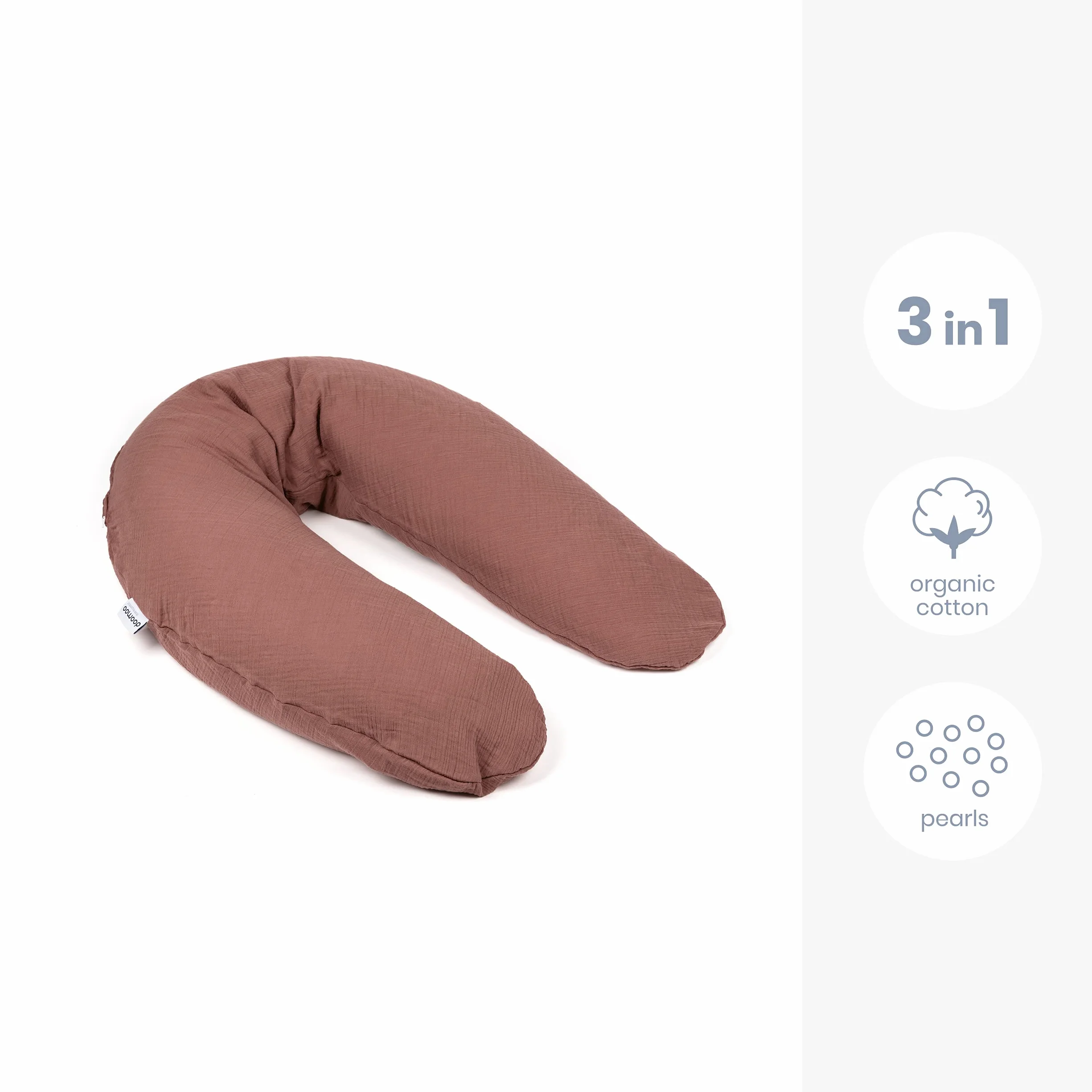 doomoo Basics – Copertura Tetra Brick per cuscino di gravidanza Comfy Big – Federa per cuscino da allattamento in cotone biologico – Nuovo stile con colori naturali per il vostro compagno di maternità