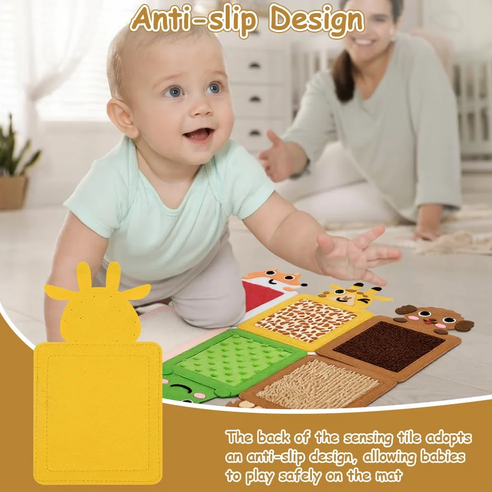 Vicloon 8 Tappetini Sensoriali per Bambini, Tappetino da Gioco con Piastrelle Testurizzate per Bambini Autistici, Giocattoli per Esigenze Speciali per Gioco Tattile/Sollievo Dall'ansia