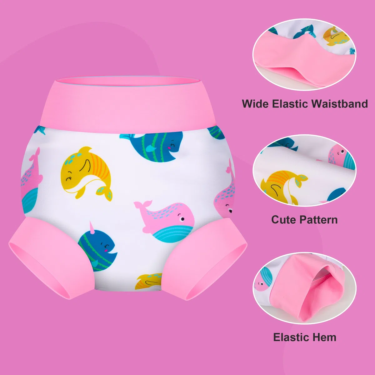 BIG ELEPHANT Pannolini da Nuoto per Bambini 28 Pezzi – Riutilizzabili, Regolabili e Lavabili Costume da Bagno per Neonati e Bambini