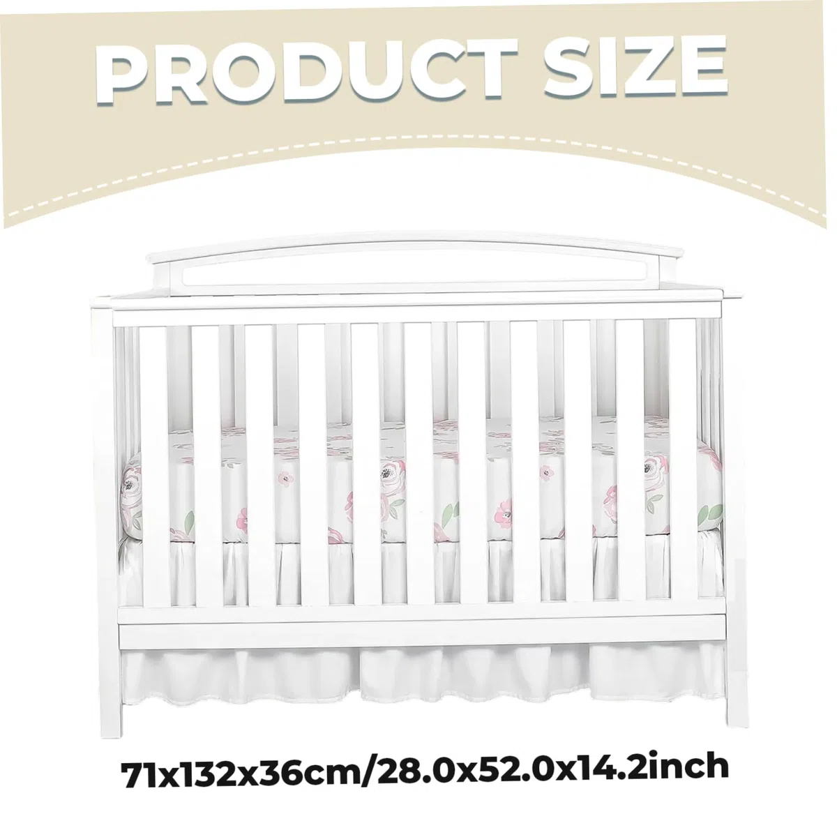Gonne bianche per lettino per culla, gonna per biancheria da letto per bambini per culla per neonati o ragazzi, 28x52x14 pollici