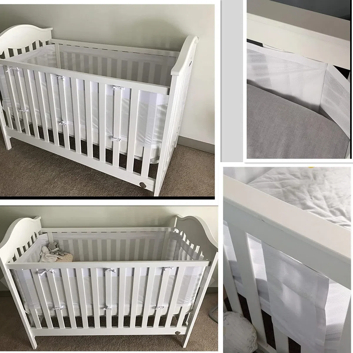 Paracolpi Lettino, Neonato Paraurti 4 Lati Lettino Involucro Paraurti in tessuto traspirante Baby protezione angoli letto